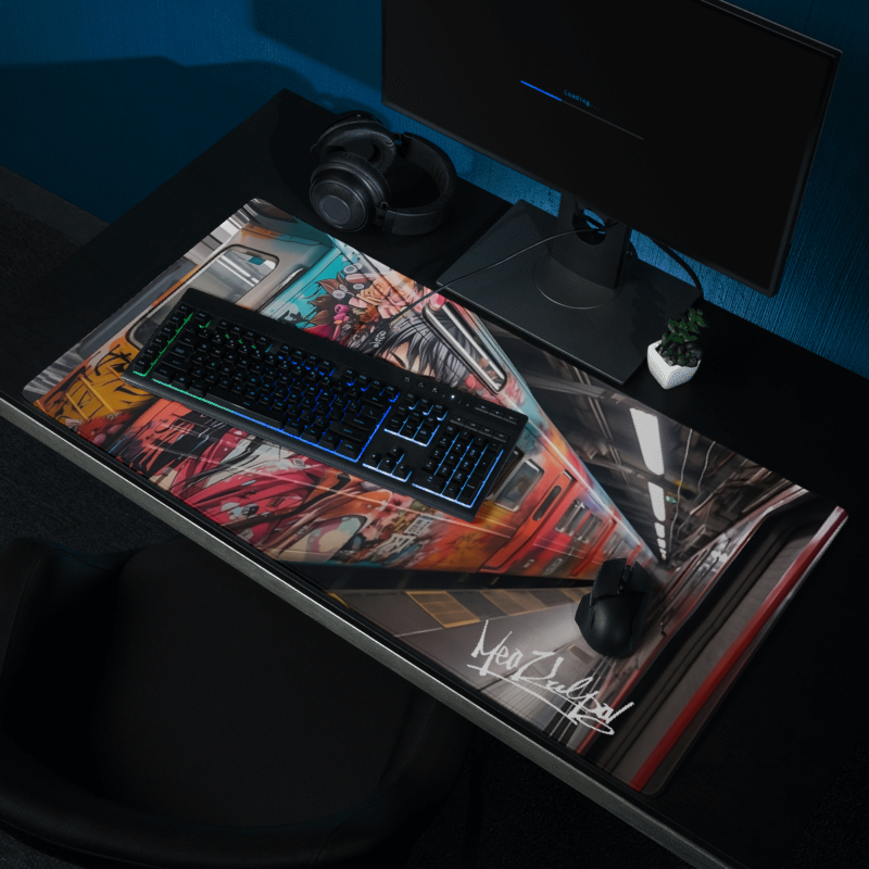 presented on its own, elevate your workspace with the MeaKulpa Train Girl Mouse Pad – a fusion of art and utility. At an expansive size of 36 inches by 18 inches, it's not just a mouse pad; it's a canvas for creativity featuring the time-traveling charm of Train Girl. Transform your desk into a statement of style.