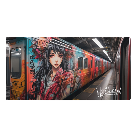 Elevate your workspace with the MeaKulpa Train Girl Mouse Pad – a fusion of art and utility. At an expansive size of 36 inches by 18 inches, it's not just a mouse pad; it's a canvas for creativity featuring the time-traveling charm of Train Girl. Transform your desk into a statement of style. 