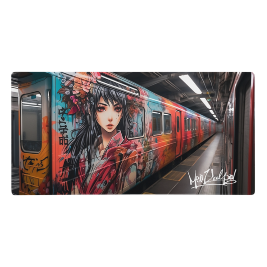Elevate your workspace with the MeaKulpa Train Girl Mouse Pad – a fusion of art and utility. At an expansive size of 36 inches by 18 inches, it's not just a mouse pad; it's a canvas for creativity featuring the time-traveling charm of Train Girl. Transform your desk into a statement of style.