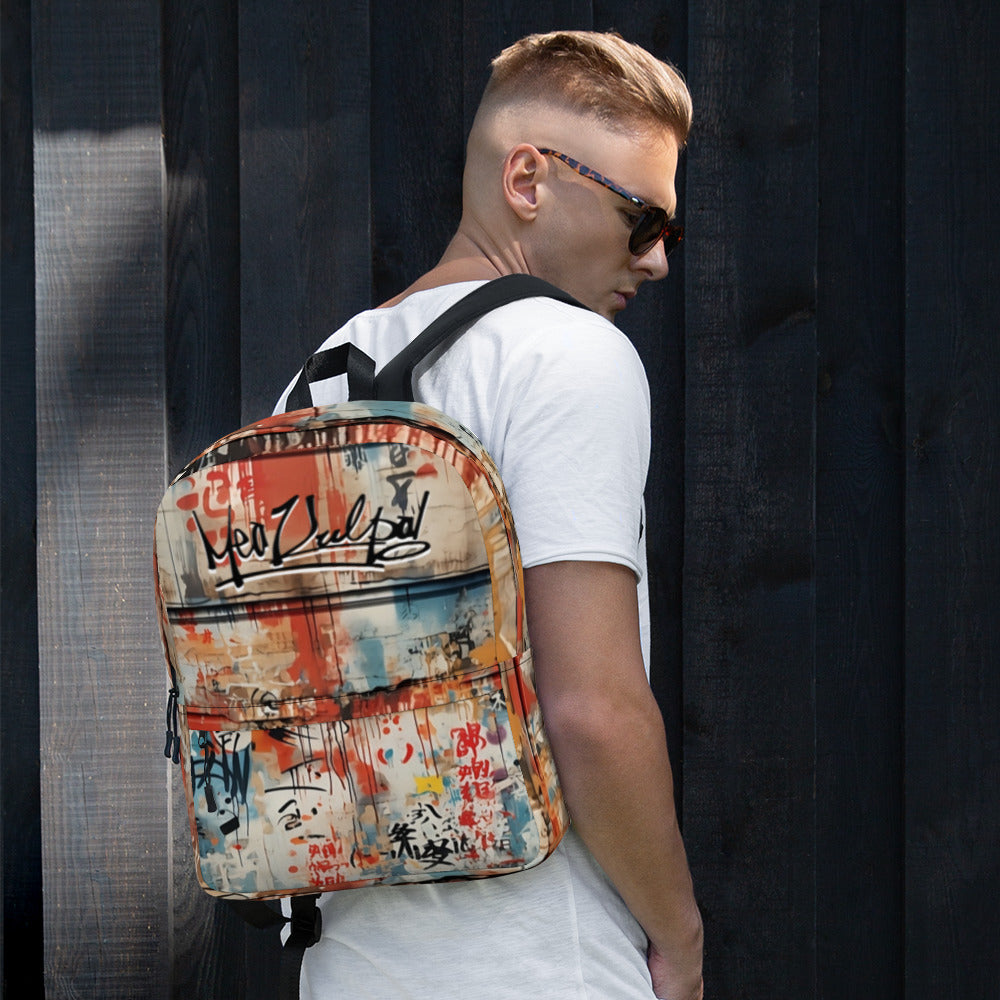 Capture the essence of urban exploration with this image of a man confidently carrying the MeaKulpa Medium Size Backpack. The graffiti design adds a splash of street-style vibrancy, while the ergonomic design ensures comfort during every stride. Witness the fusion of fashion and functionality as this MeaKulpa backpack effortlessly complements the dynamic lifestyle of the modern adventurer.