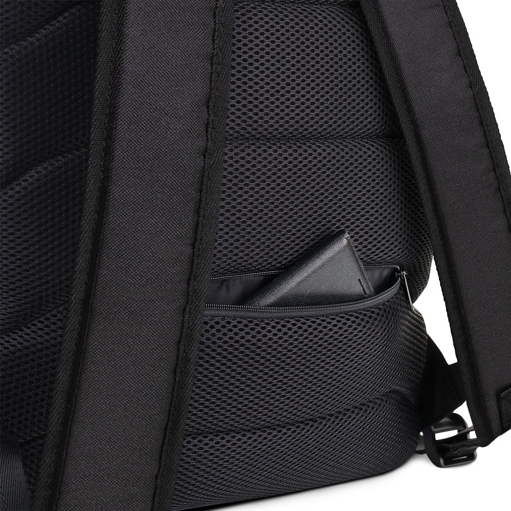 he back of the bag unveils a thoughtful design element – a secure, zippered pocket discreetly tucked away. This carefully crafted feature isn't just about aesthetics; it's a practical solution for safeguarding your valuables on the go. The zip pocket seamlessly blends into the backpack's overall design, enhancing both functionality and style.