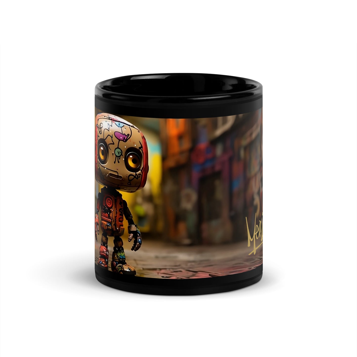 Elevate your coffee or tea experience with the MeaKulpa Bad Bot Gold Logo Black Glossy Mug. This sleek and sophisticated mug boasts a glossy black finish, creating a canvas for the rebellious charm of Bad Bot and the gleaming MeaKulpa gold logo.