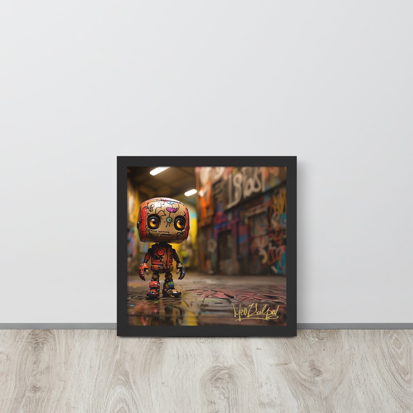 In this striking image, Bad Bot commands attention as it faces right of the camera, creating an aura of rebellious energy. The MeaKulpa logo proudly sits at the bottom right, a testament to the brand's distinct identity. Available in sizes from 8"x10" to 24"x36", this framed picture is not just art; it's a bold proclamation that adds a touch of avant-garde flair to your space.