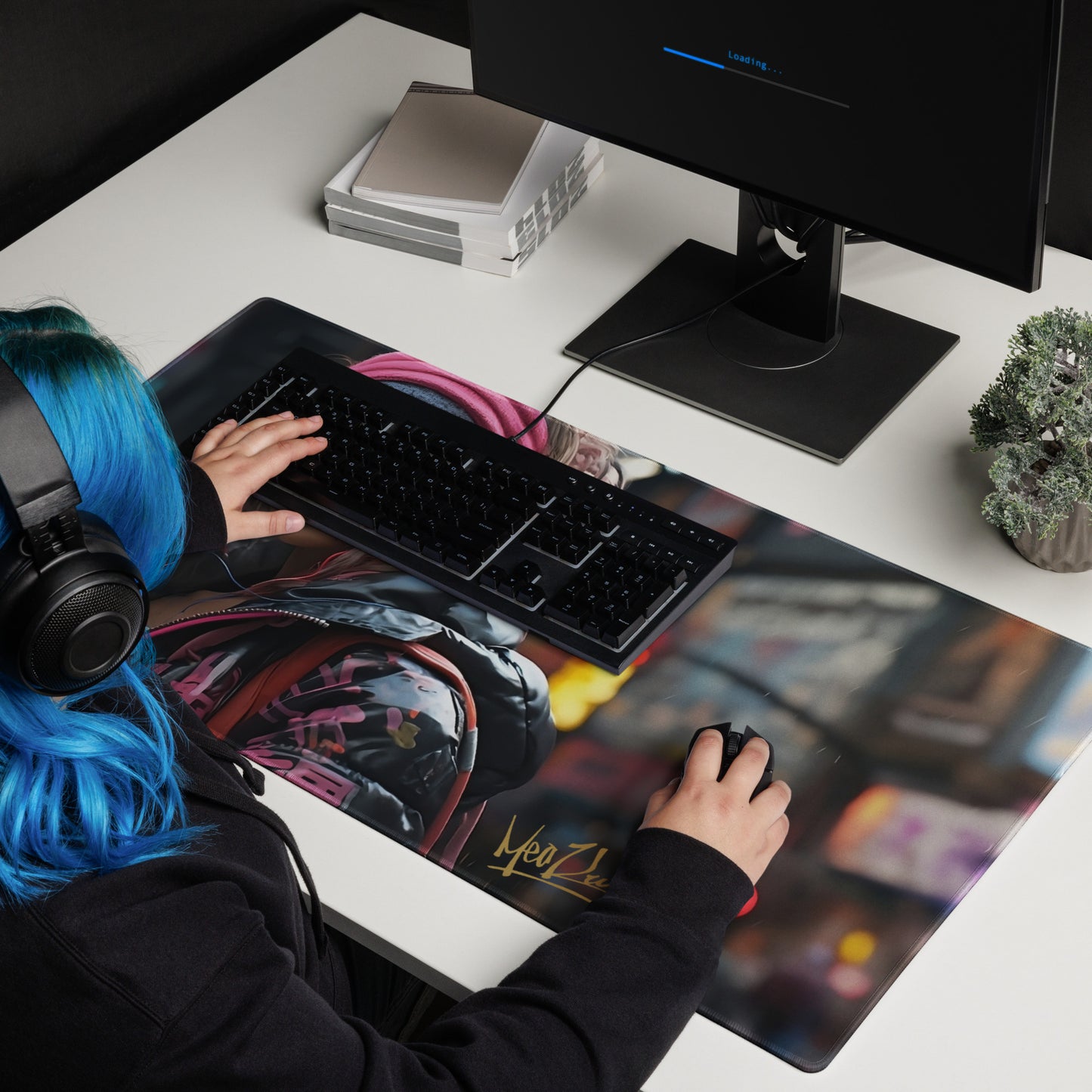Dive into the details with a close-up of the "Future Girl" Gaming Mouse Pad in the second image. Witness the precision in every pixel of the design, as the mouse pad becomes a canvas for your gaming endeavors