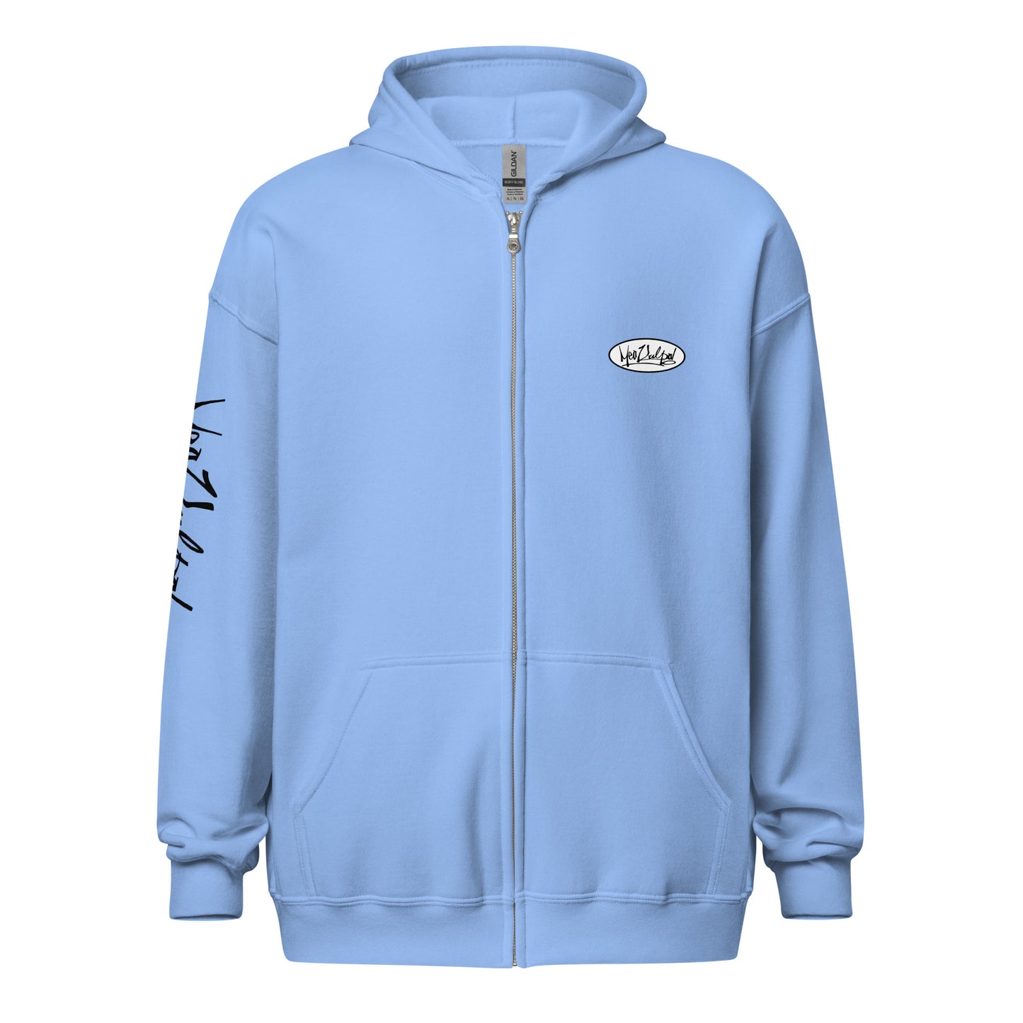 MeaKulpa Premium Comfy Caroline Blue ZIP Hoodie "Arm Logo"