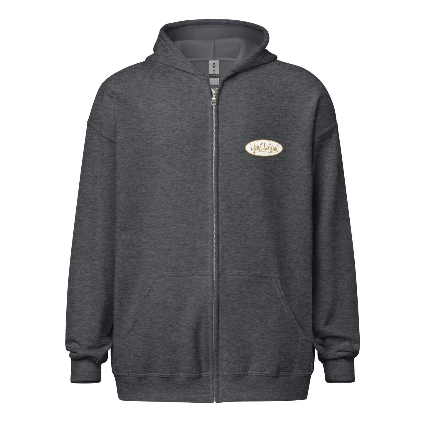 Explore the essence of understated elegance in the image showcasing the MeaKulpa Gold Logo Zip-Up Hoodie. From the front, the small OG logo in gold subtly graces the heart, setting the tone for the refined style within. Turn your gaze to the back, and witness the bold statement made by the larger gold OG logo. This hoodie is more than an apparel choice; it's a symbol of comfort, sophistication, and the distinct MeaKulpa commitment to fashion excellence.