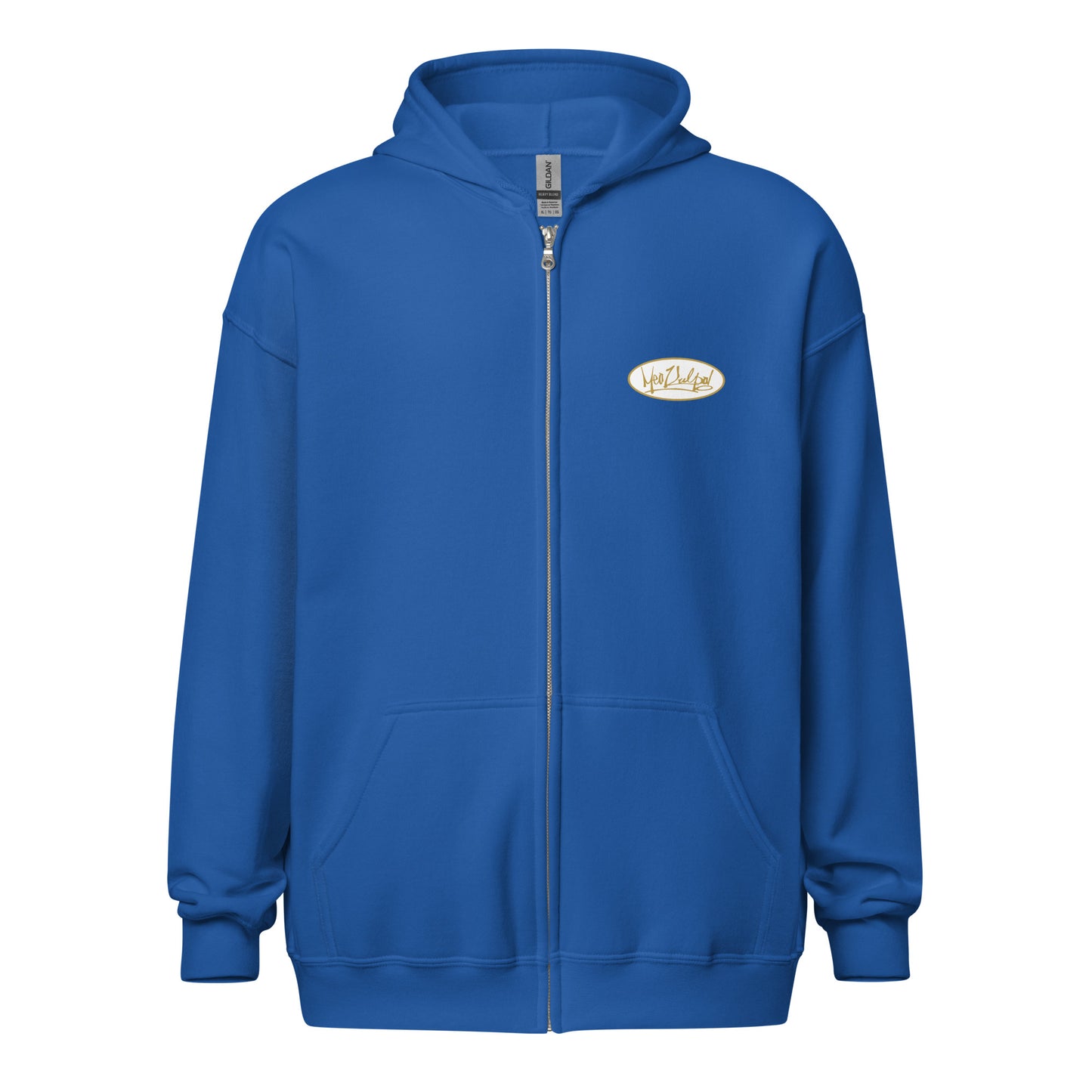 Explore the essence of understated elegance in the image showcasing the MeaKulpa Gold Logo Zip-Up Hoodie. From the front, the small OG logo in gold subtly graces the heart, setting the tone for the refined style within. Turn your gaze to the back, and witness the bold statement made by the larger gold OG logo. This hoodie is more than an apparel choice; it's a symbol of comfort, sophistication, and the distinct MeaKulpa commitment to fashion excellence.