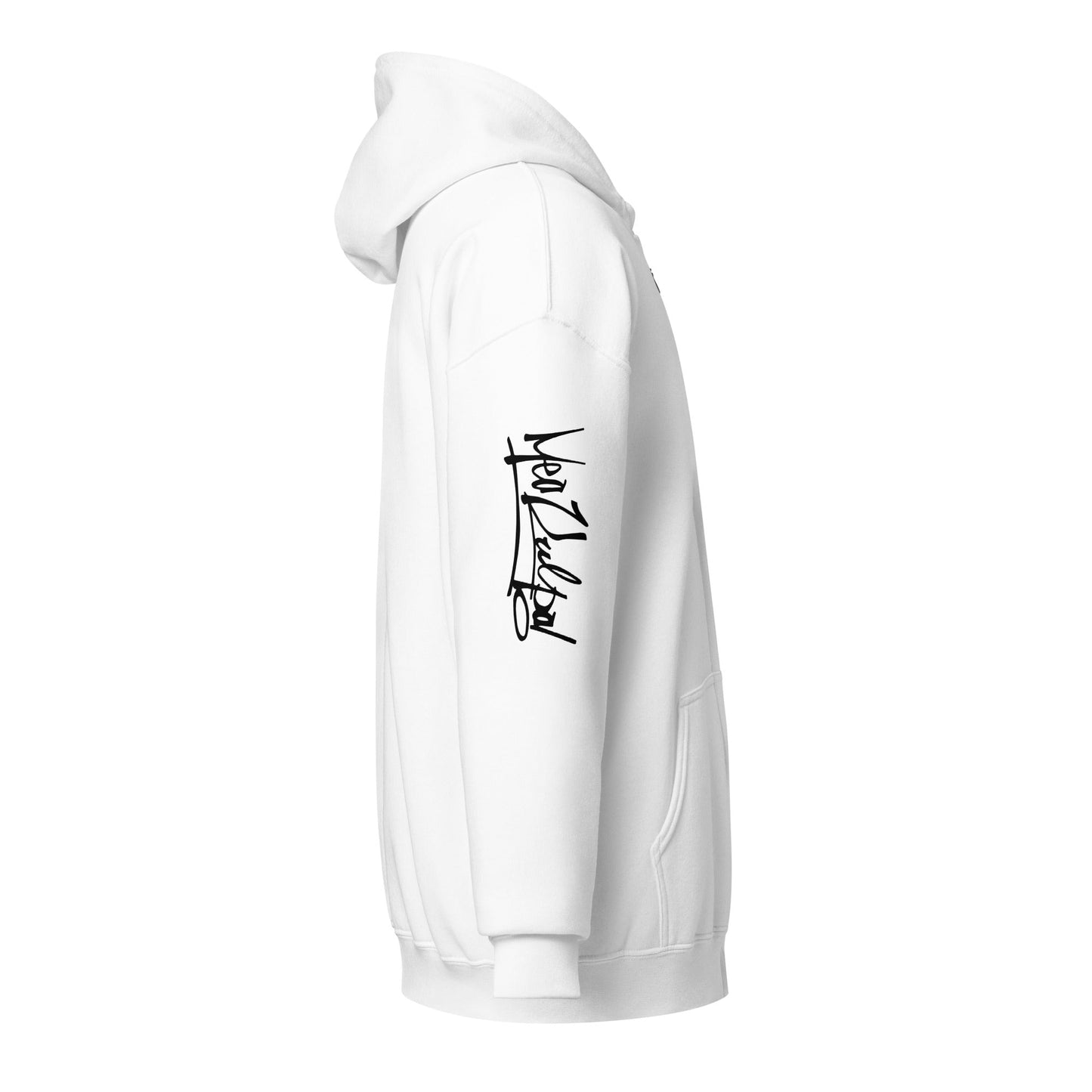 MeaKulpa Premium Comfy White ZIP Hoodie "Arm Logo"