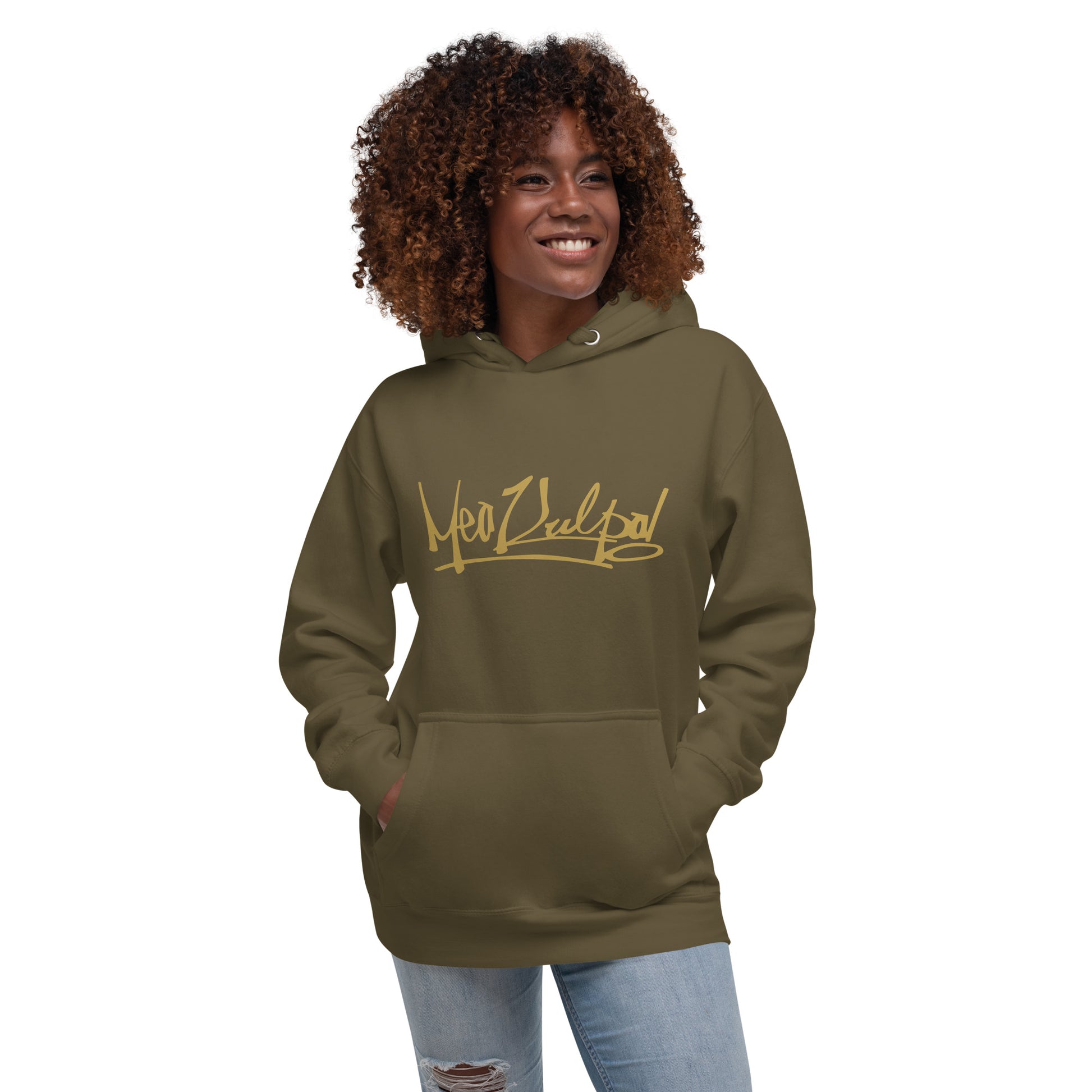 Introducing the MeaKulpa Premium Hoodie – where sophistication meets streetwear in a perfect harmony of style. With a military-green premium hoodie, meticulously crafted for those who appreciate the finer things in life. With a striking MeaKulpa print in matt gold adorns the front, adding a touch of opulence to your ensemble. The gold detailing captures the essence of exclusivity, making this hoodie a statement piece for those who seek a blend of luxury and urban flair.