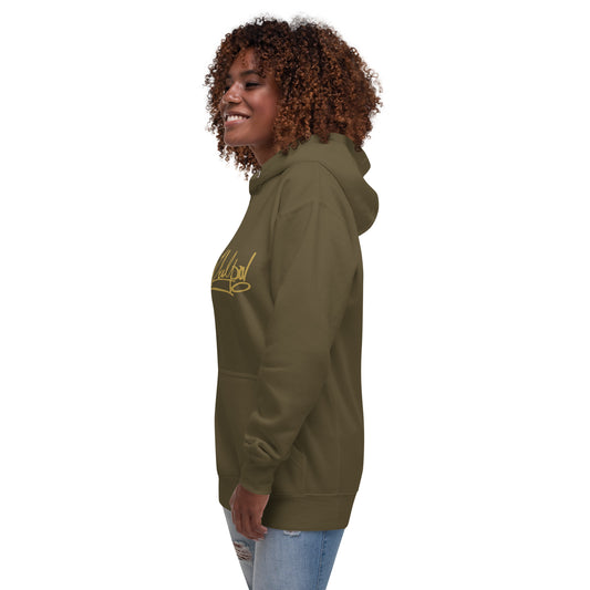 Introducing the MeaKulpa Premium Hoodie – where sophistication meets streetwear in a perfect harmony of style. With a military green premium hoodie, meticulously crafted for those who appreciate the finer things in life.a striking MeaKulpa print in matt gold adorns the front, adding a touch of opulence to your ensemble. The gold detailing captures the essence of exclusivity, making this hoodie a statement piece for those who seek a blend of luxury and urban flair.