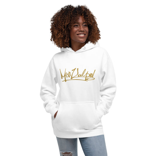 Introducing the MeaKulpa Premium Hoodie – where sophistication meets streetwear in a perfect harmony of style. With a white premium hoodie, meticulously crafted for those who appreciate the finer things in life. With a striking MeaKulpa print in matt gold adorns the front, adding a touch of opulence to your ensemble. The gold detailing captures the essence of exclusivity, making this hoodie a statement piece for those who seek a blend of luxury and urban flair.