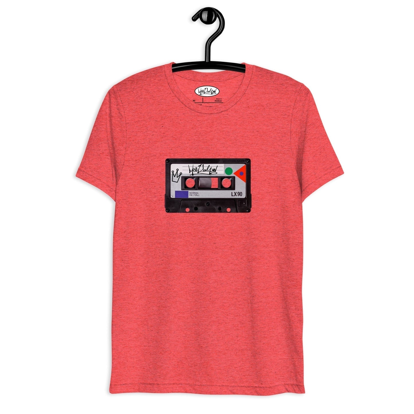 Close-up of Retro Radio Cassette Design on MeaKulpa Tee: Get up close and personal with the iconic radio cassette graphic adorning this MeaKulpa tee. The intricate detailing and vibrant colors bring a touch of nostalgia to your wardrobe, while the soft tri-blend fabric ensures all-day comfort and style.