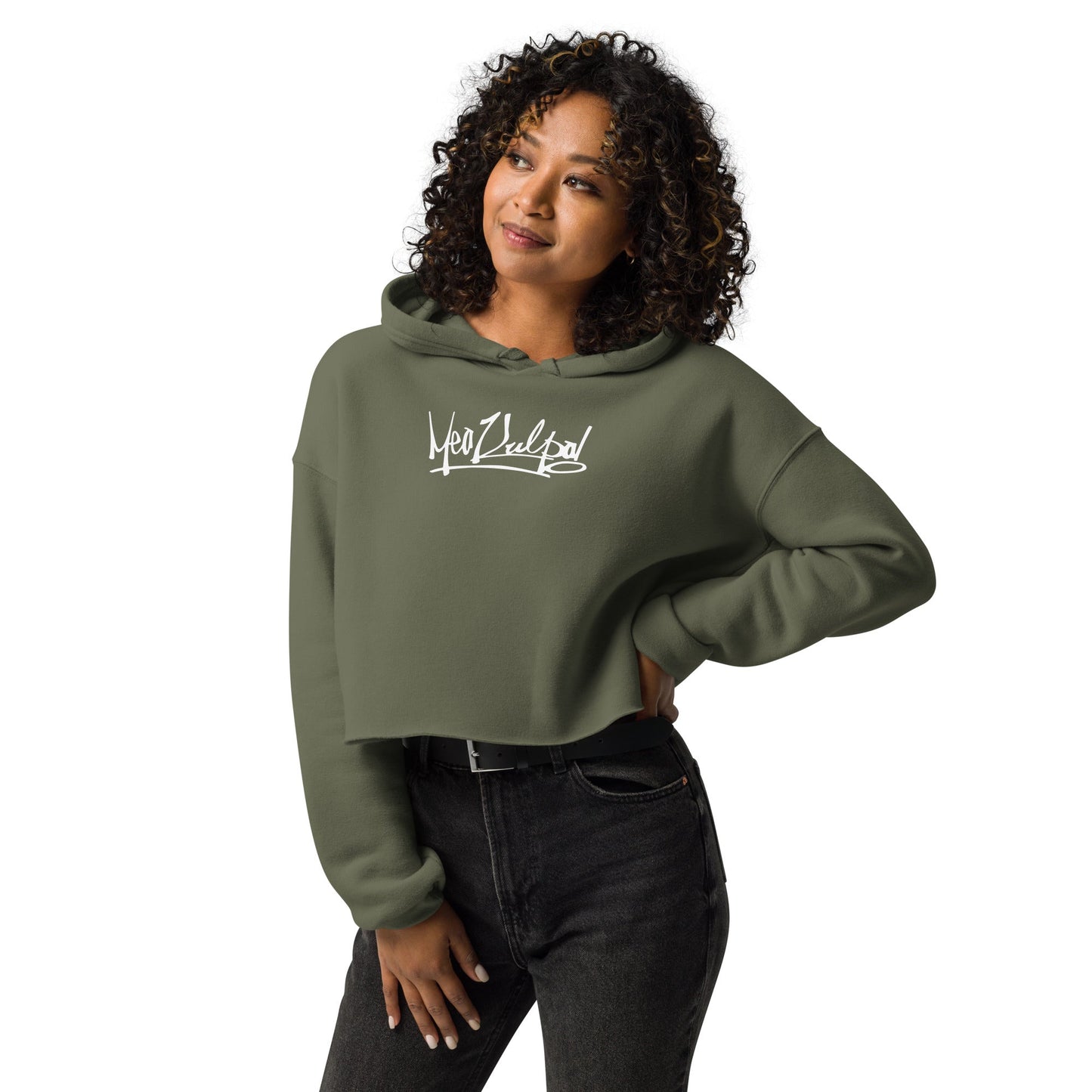 MeaKulpa Comfy Military Green Crop Hoodie