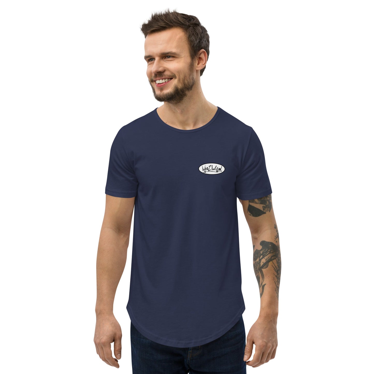 MeaKulpa Men's Curved Navy Hem T-Shirt