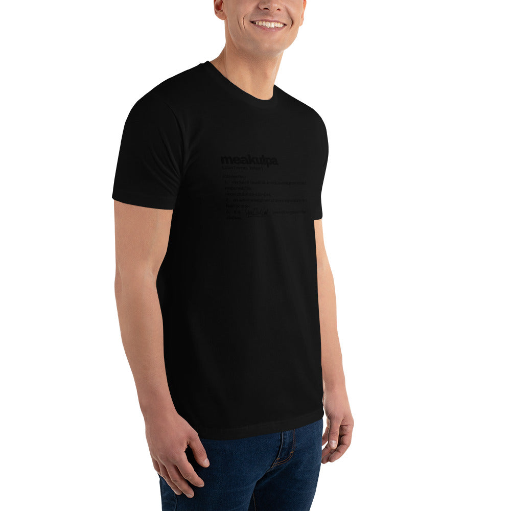 Whether you're exploring the cityscape or embracing a laid-back vibe, the MeaKulpa Essential Black Tee is your canvas for self-expression. Redefine your style journey with a touch of monochrome magic.